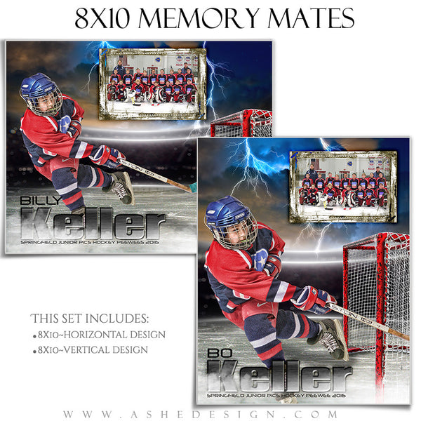 Ashe Design | 8x10 Memory Mate | Photoshop Templates | Lightning Strikes Hockey