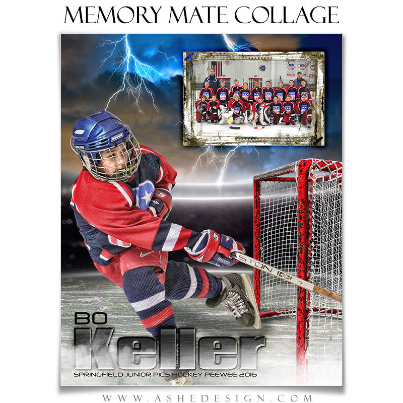 Ashe Design | 8x10 Memory Mate | Photoshop Templates | Lightning Strikes Hockey vt