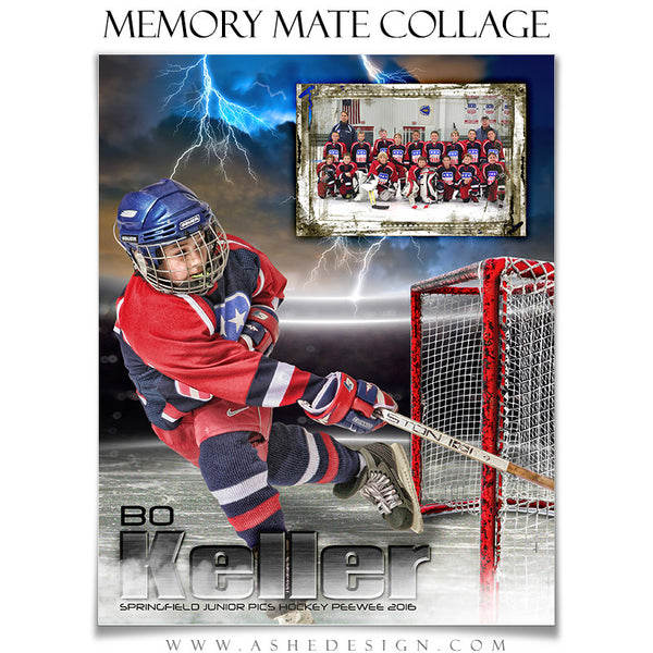 Ashe Design | 8x10 Memory Mate | Photoshop Templates | Lightning Strikes Hockey vt