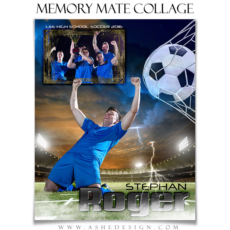 Ashe Design | 8x10 Memory Mate | Photoshop Templates | Lightning Strikes Soccer vt