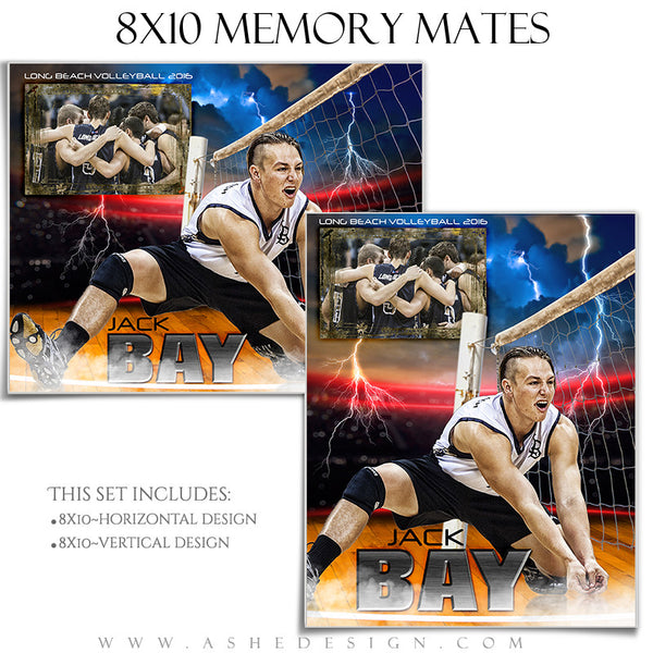 Ashe Design | 8x10 Memory Mate | Photoshop Templates | Lightning Strikes Volleyball