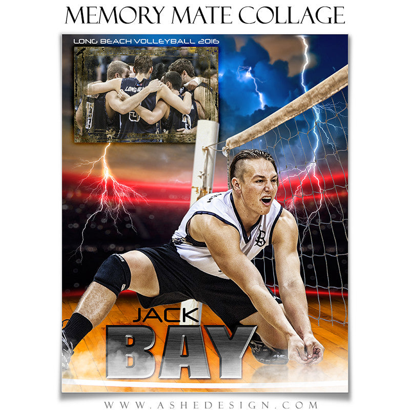 Ashe Design | 8x10 Memory Mate | Photoshop Templates | Lightning Strikes Volleyball vt