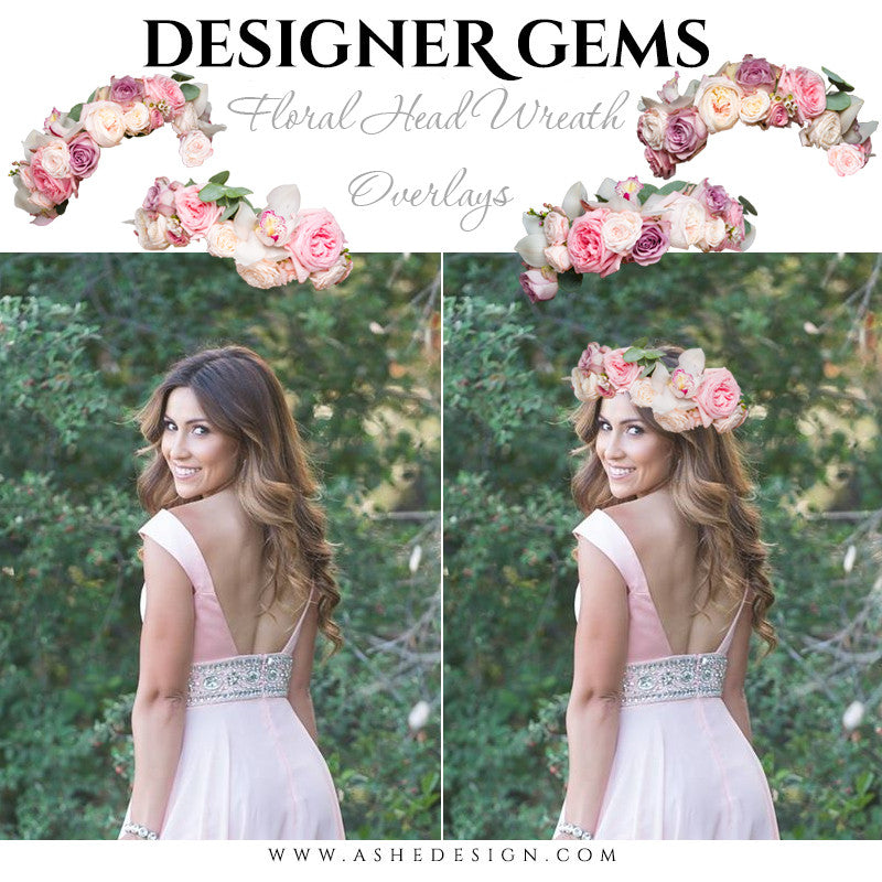 Ashe Design | Digital Overlays | Floral Head Wreaths