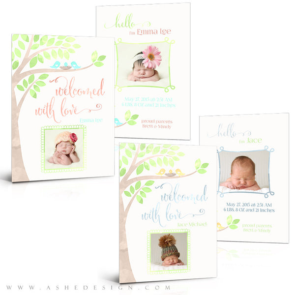 Birth Announcement Set | Watercolor Baby Emma/Jace