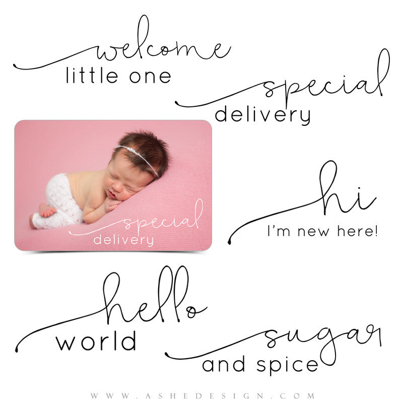 Newborn Photoshop Word Art | Special Delivery full set