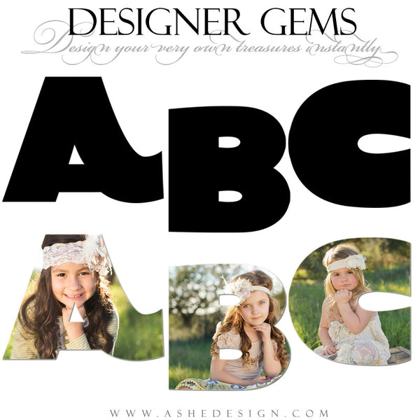 Ashe Design | Designer Gems for Photoshop | Chunky Alphabet Photo Masks