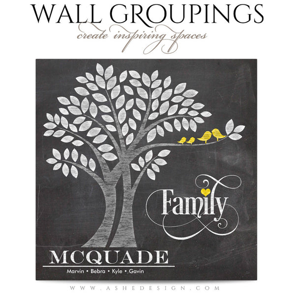 Wall Groupings Photography Templates | Family Tree Pinwheel word art