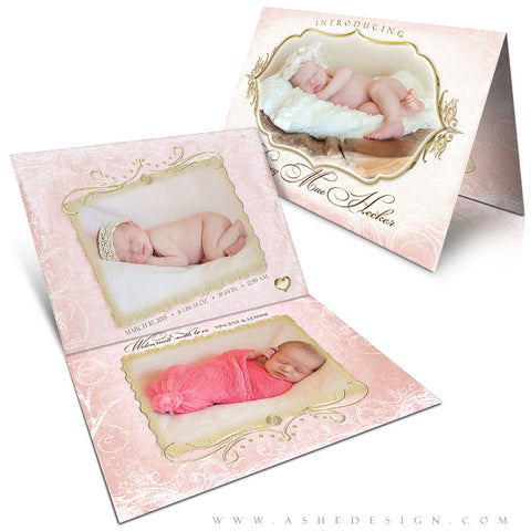 Ashe Design | Birth Announcement 5x7 Folded | Baby's Breath