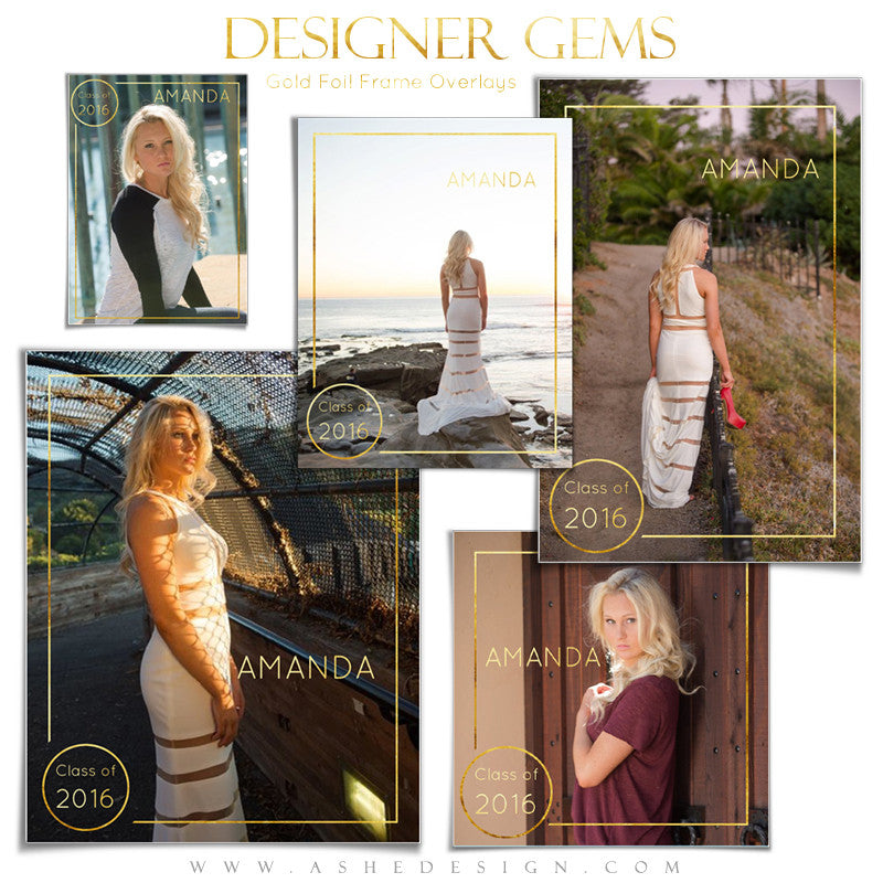 Customizable Designer Gems | Gold Foil Frame Overlays Set1