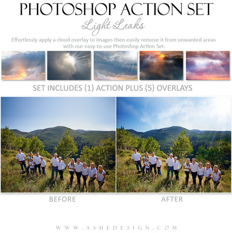 Photoshop Action | Cloud Overlays - Light Leaks