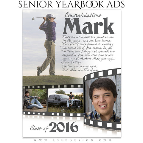 Senior Yearbook Ads for Photoshop | Film Strip full pg