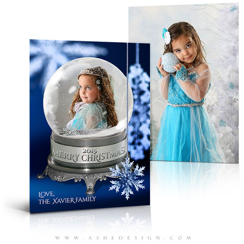 Christmas Card Photoshop Templates | Snow Globe - Snowflakes