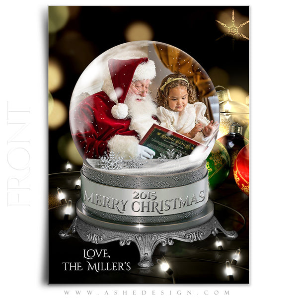 Christmas Card Photoshop Templates | Snow Globe - All The Lights front