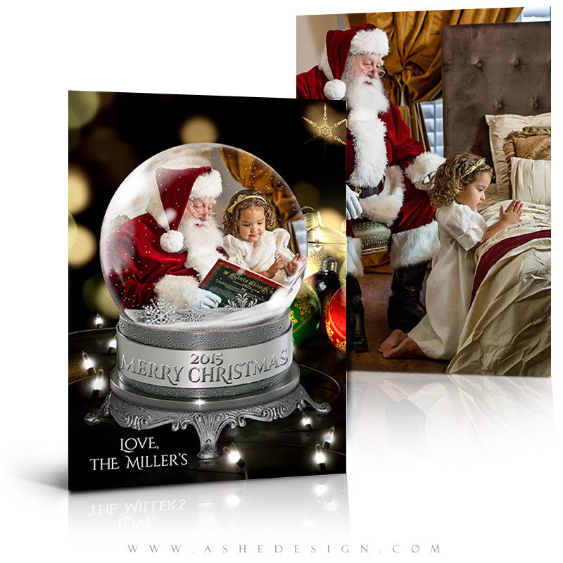 Christmas Card Photoshop Templates | Snow Globe - All The Lights