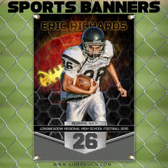 2'x3' Sports Banner - Great Balls Of Fire Football Template For Photoshop