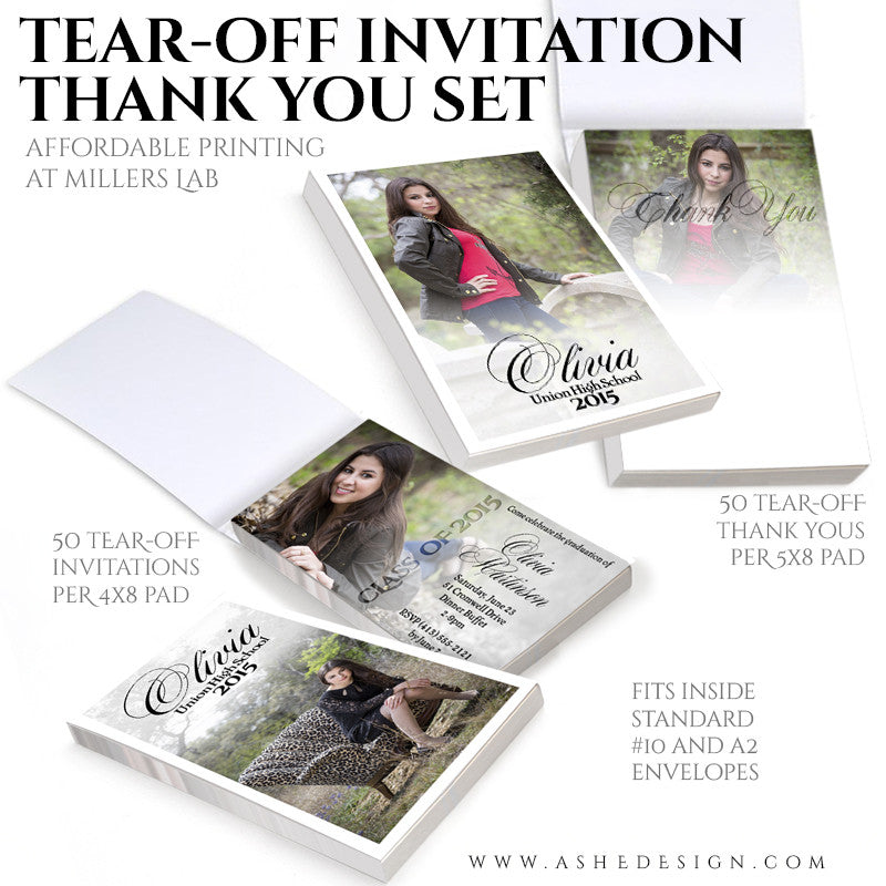 Senior Invitation/Thank You Tear-off Pad Set | Faded invite