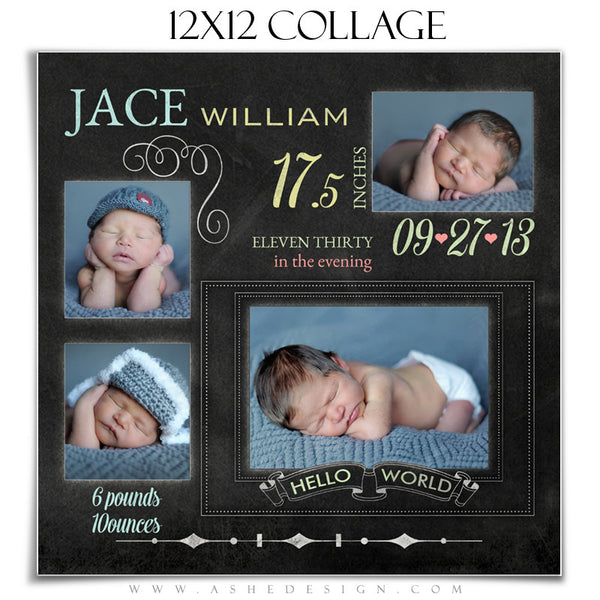 Chalkboard Babies 12x12 Collage Templates for Photographers