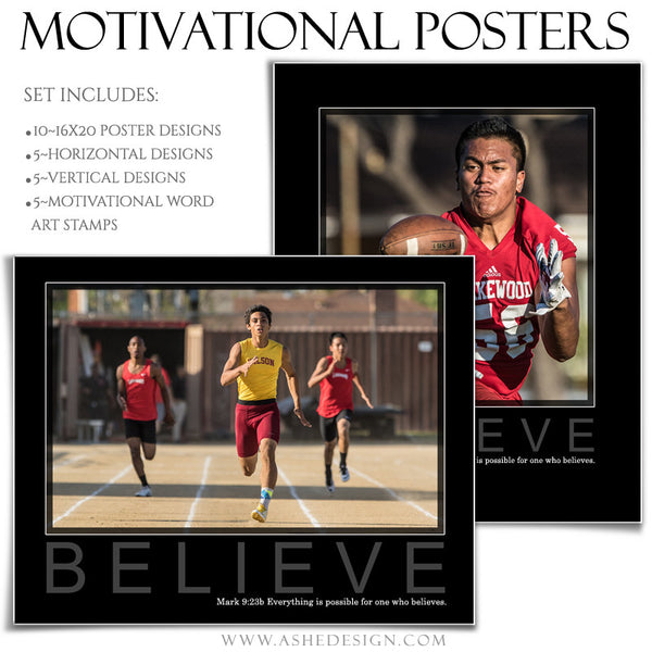 Sports Poster Templates | Motivational Set 10 BELIEVE