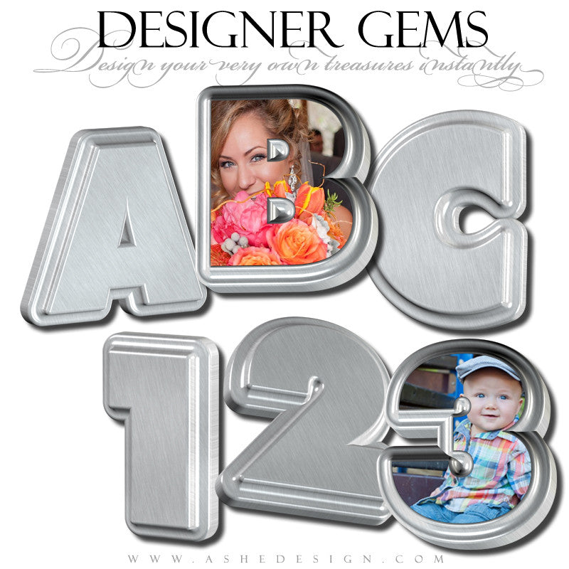 Designer Gems - 3D Alphabet - Stainless Steel web display