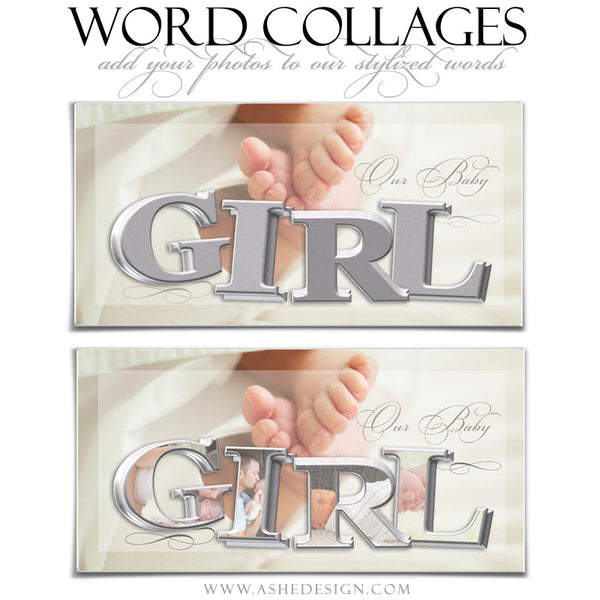 It's A Girl 3D Word Collage 10x20 web display