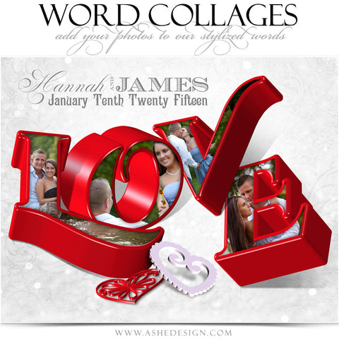Love 3D Word Collage 11x14 web display