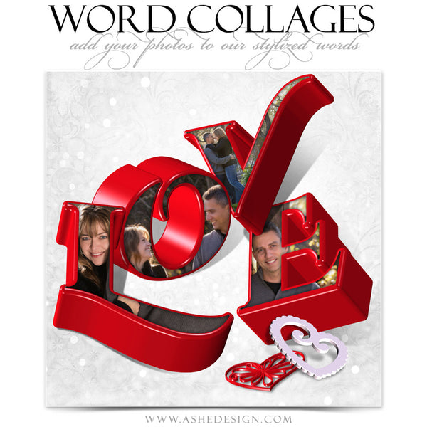 Love 3D Word Collage 12x12 web display