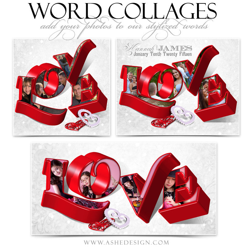 Love 3D Word Collage Set web display