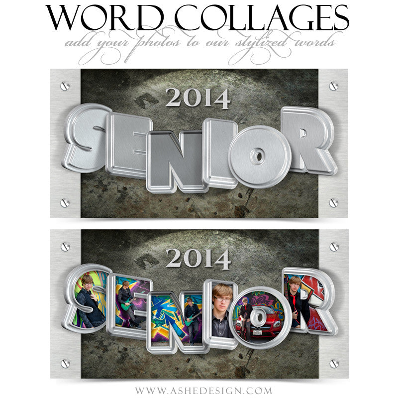 Senior Metal 3D Word Collage 10x20 web display