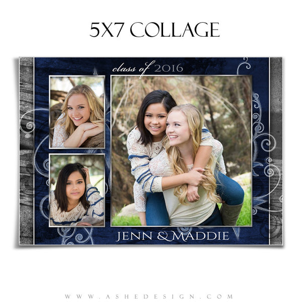 Senior Girl Collage 5x7 | Blue Steel