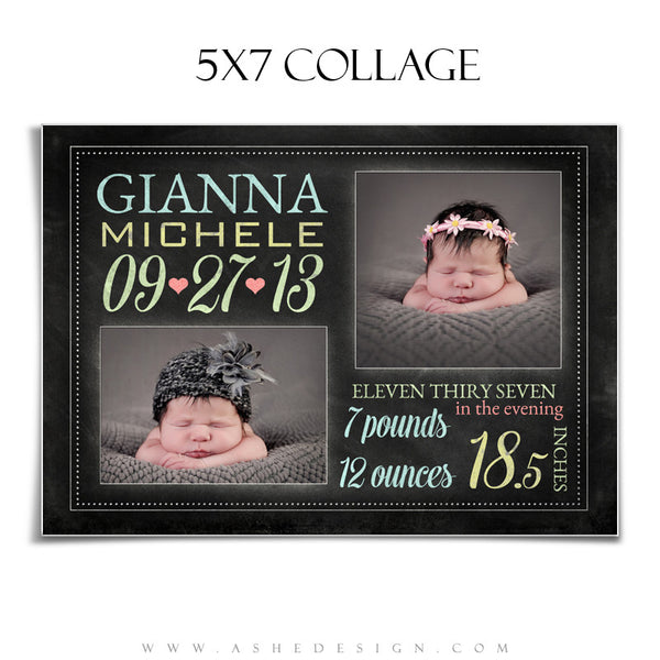Chalkboard Babies 5x7 Collage Templates for Photographers