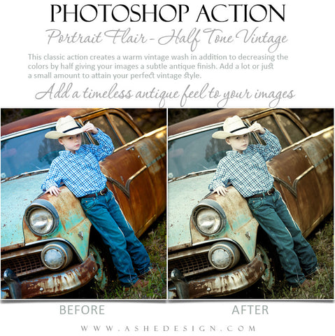 Photoshop Action | Portrait Flair - Half Tone Vintage 1