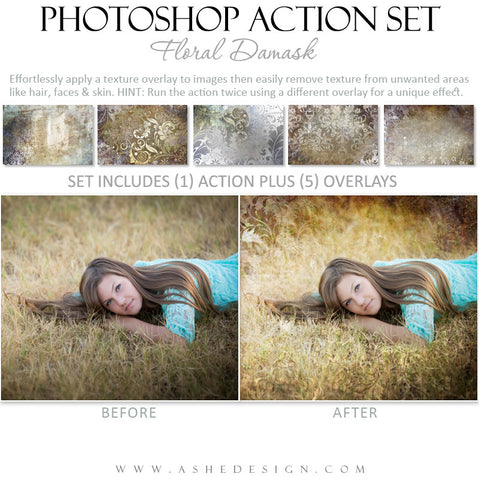 Photoshop Action | Overlays - Floral Damask example 1