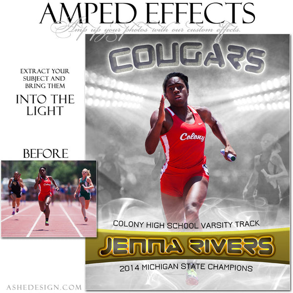 Ashe Design | Amped Effects Sports Templates | Into The Light track web display