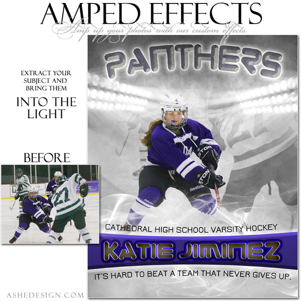 Ashe Design | Amped Effects Sports Templates | Into The Light hockey web display
