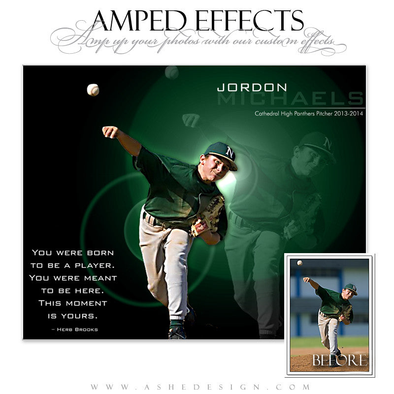 Ashe Design | Amped Effects Sports Templates | This Moment Is Yours Baseball web display