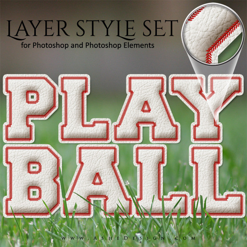 Ashe Design | Photoshop Styles | Play Ball Baseball Text Effect