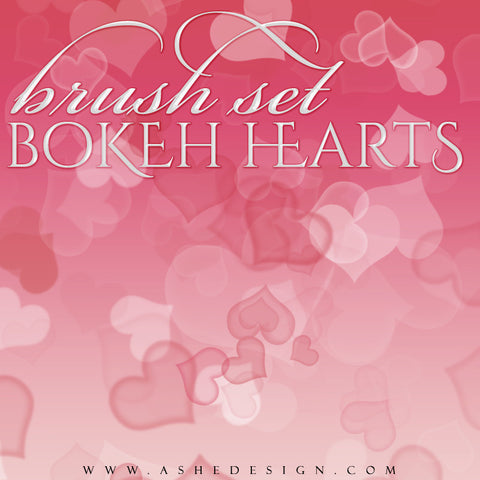 Ashe Design | Photoshop Brush Set | Bokeh Hearts full set web display