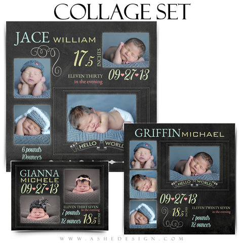 Chalkboard Babies Collage Templates for Photographers