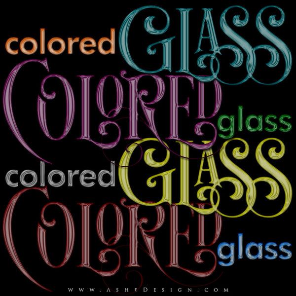 Photoshop Layer Styles - Colored Glass examples web display