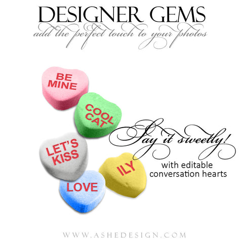 Designer Gems - Conversation Hearts full set web display