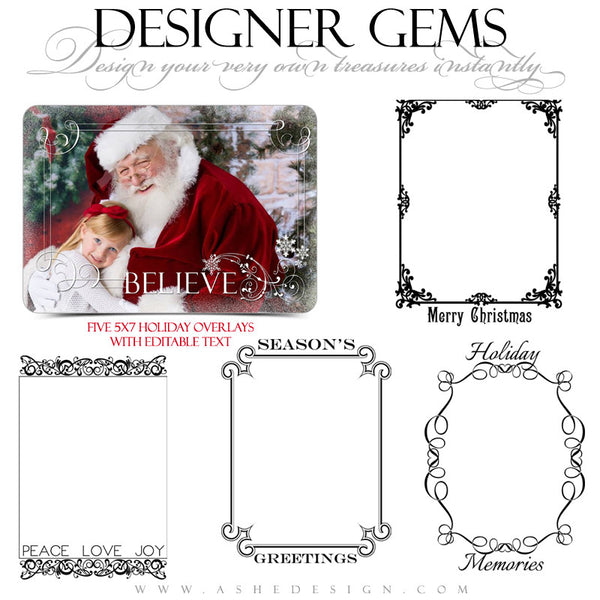 Designer Gems | 5x7 Holiday Overlays Set 2