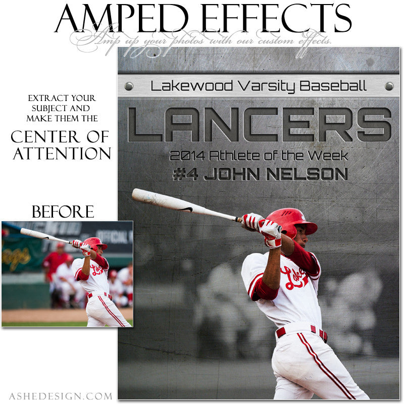 Ashe Design | Amped Effects Sports Templates | Center Of Attention Engraved Metal Baseball example web display