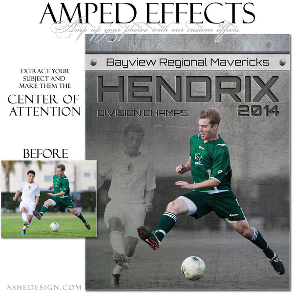Ashe Design | Amped Effects Sports Templates | Center Of Attention Engraved Metal Soccer example web display