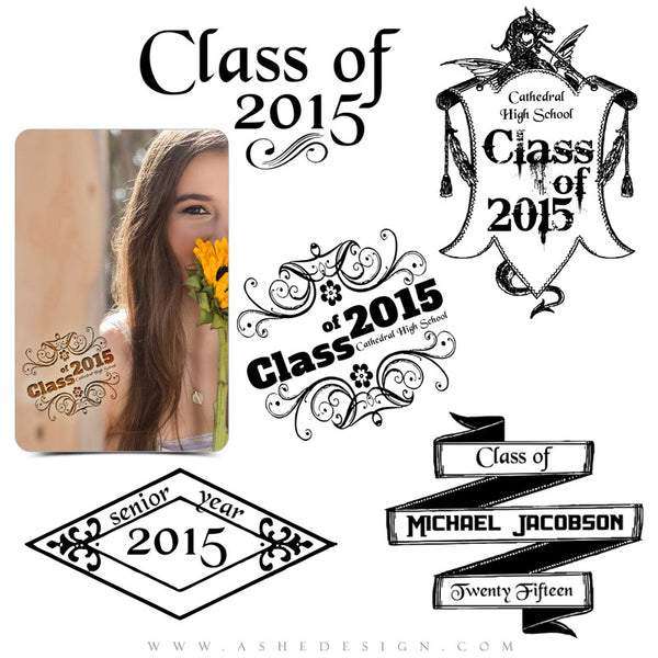 Customizable Photoshop Word Art | Class Of 2015 Flourish full set