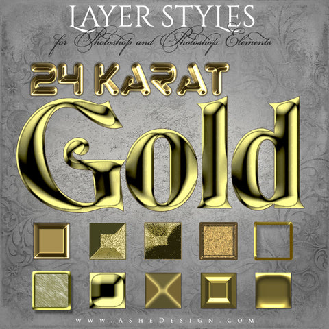 Designer Gems - Photoshop Styles - 24kt Gold full set