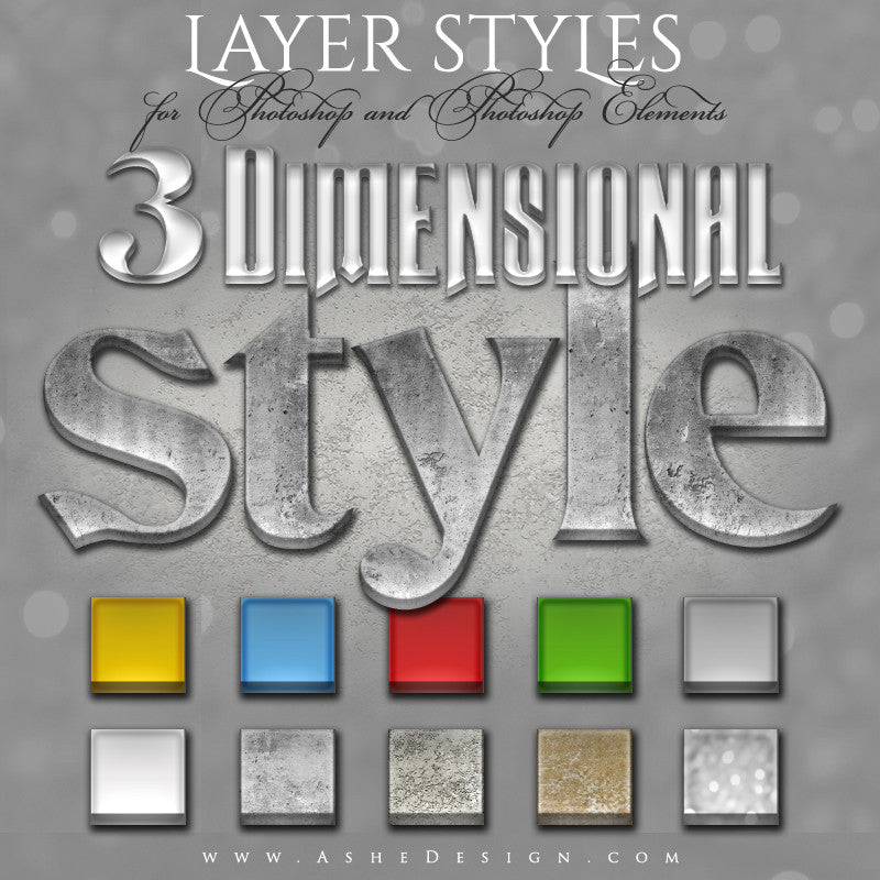 Designer Gems - Photoshop Layer Styles - 3D Full Set web display