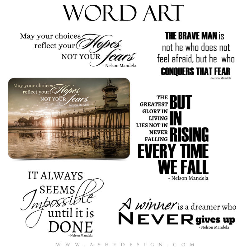 Word Art Collection - Nelson Mandela Quotes full set web display
