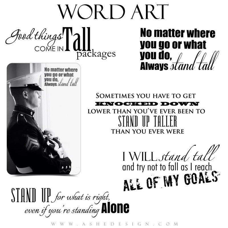 Word Art Collection - Standing Tall full set web display