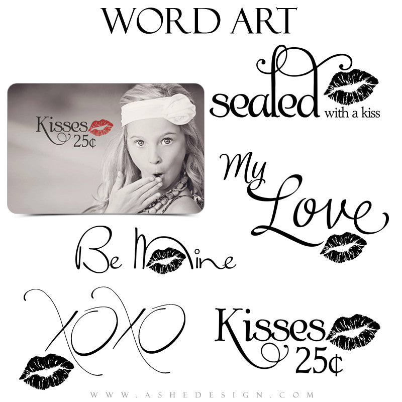 Ashe Design | Word Art Collection - Sealed With A Kiss full set web display