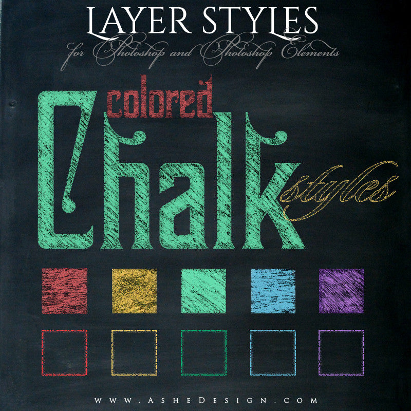 Designer Gems - Photoshop Styles - Colored Chalkboard full set web display
